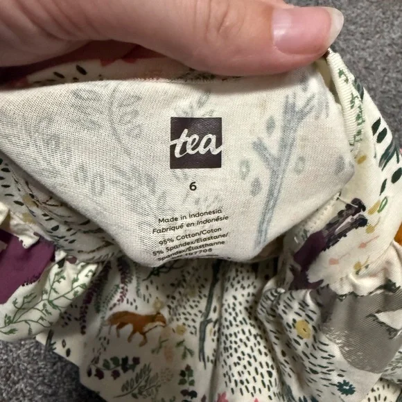 Tea Collection Woodland Animal Print Ruffle Dress Sz 6 - Picture 5 of 5